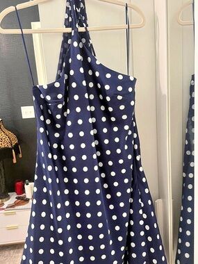 Maude Club Polka Dot Maxi Dress in Blue & White Size XL Like New from revolve wo